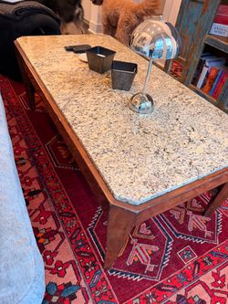 Vintage Wood & Granite Coffee Table