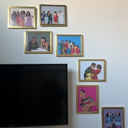 Framed Black TV Character Prints 