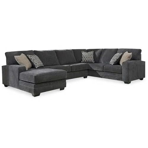3PC Gray Sectional with chaise 