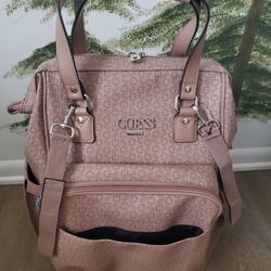 NEW WT DUSTY ROSE GUESS DIAPER BAG BACKPACK LOGO KEOTA TRAVEL