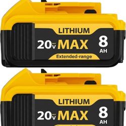 8000 mAh 20V MAX Battery, Replacement for Dewalt 20V Max Battery Compatible with DCB200 DCB206 DCB207 DCB204 Series Power Tools