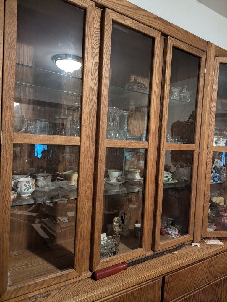 Hutch, Antique Clock And Hutch