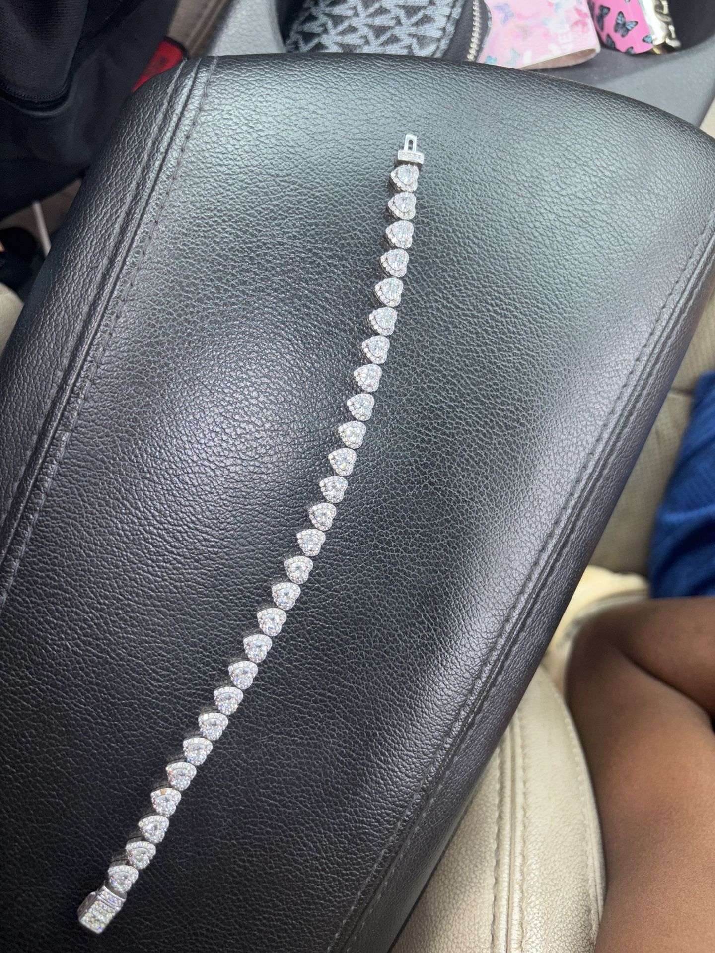 Silver Heart Bracelet Mosinite Diamond