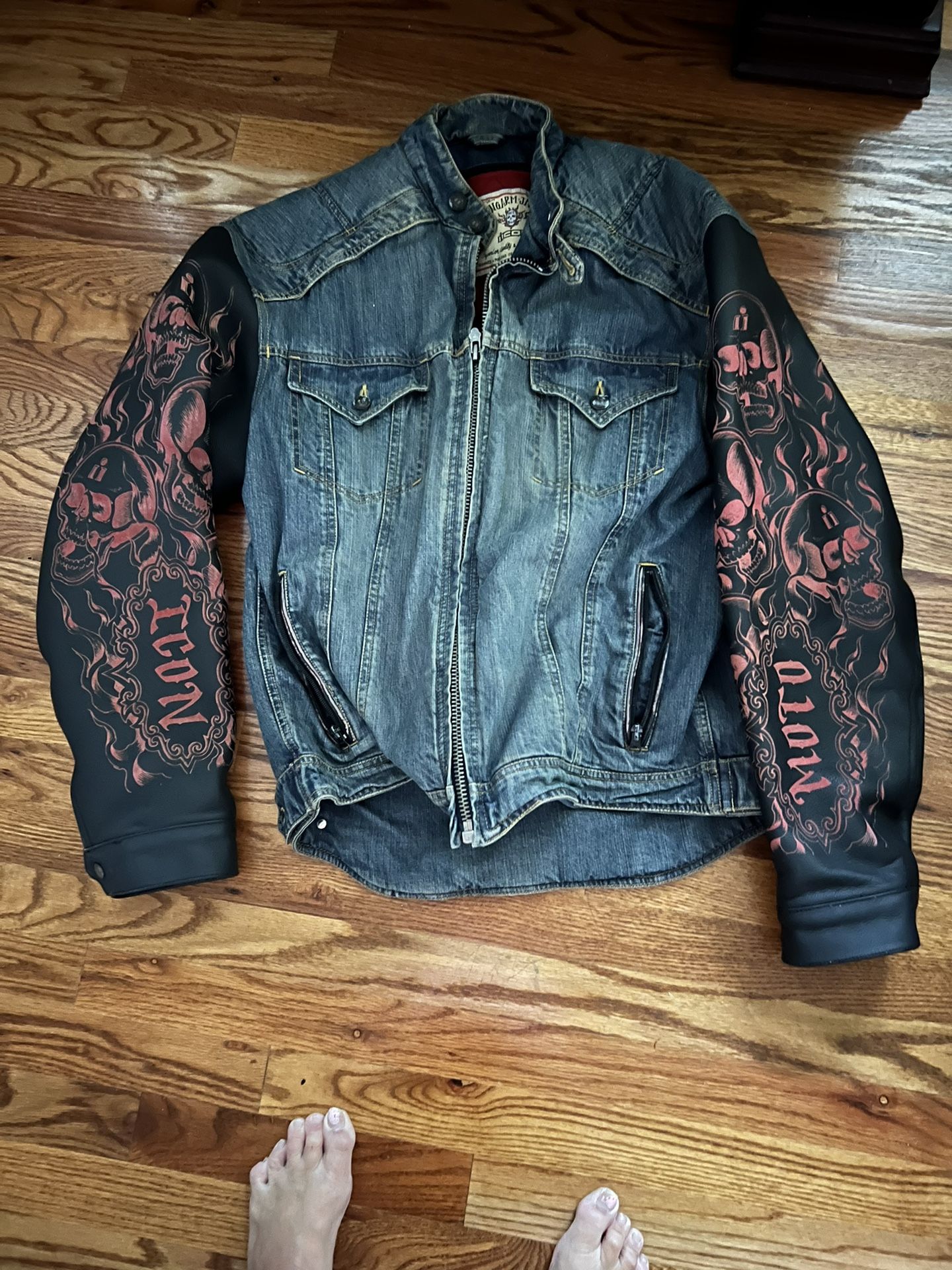 Icon Strongarm Jacket With Leather Sleeves And Jean Jacket 