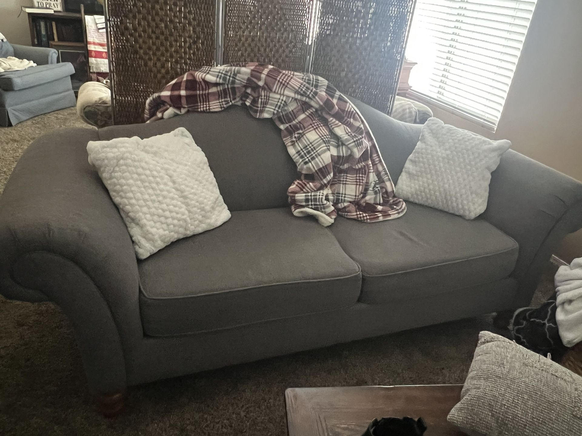 Gray Sofa Rolled Arms 