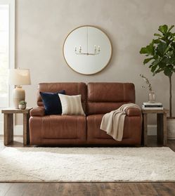 High quality Brown Leather Reclining Loveseat with lumbar option