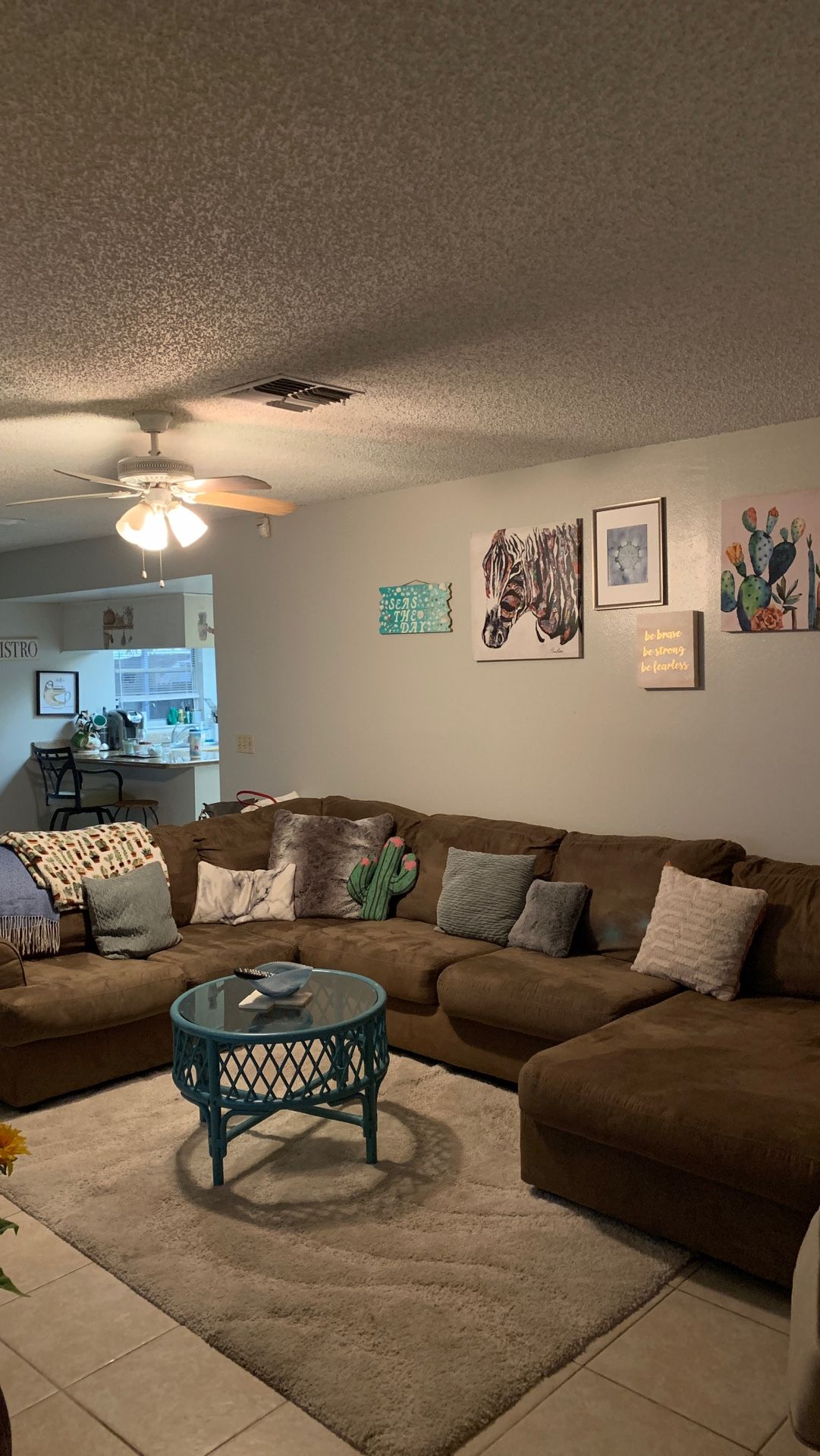 Light brown sectional couch