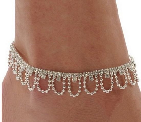 Sliver plated alloy, and Rhine stone anklet.