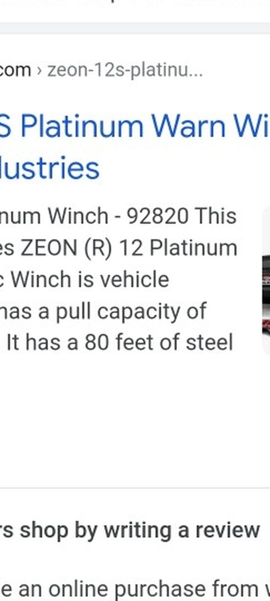 Warn Winch 12s Zeon Platinum Series With Wireless Remote