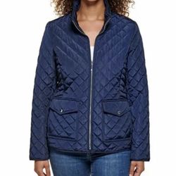 New - Tommy Hilfiger Ladies' Diamond Quilted Jacket Blue (Navy) / M