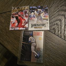 Joe montana nfl card, 2 baseball cards.