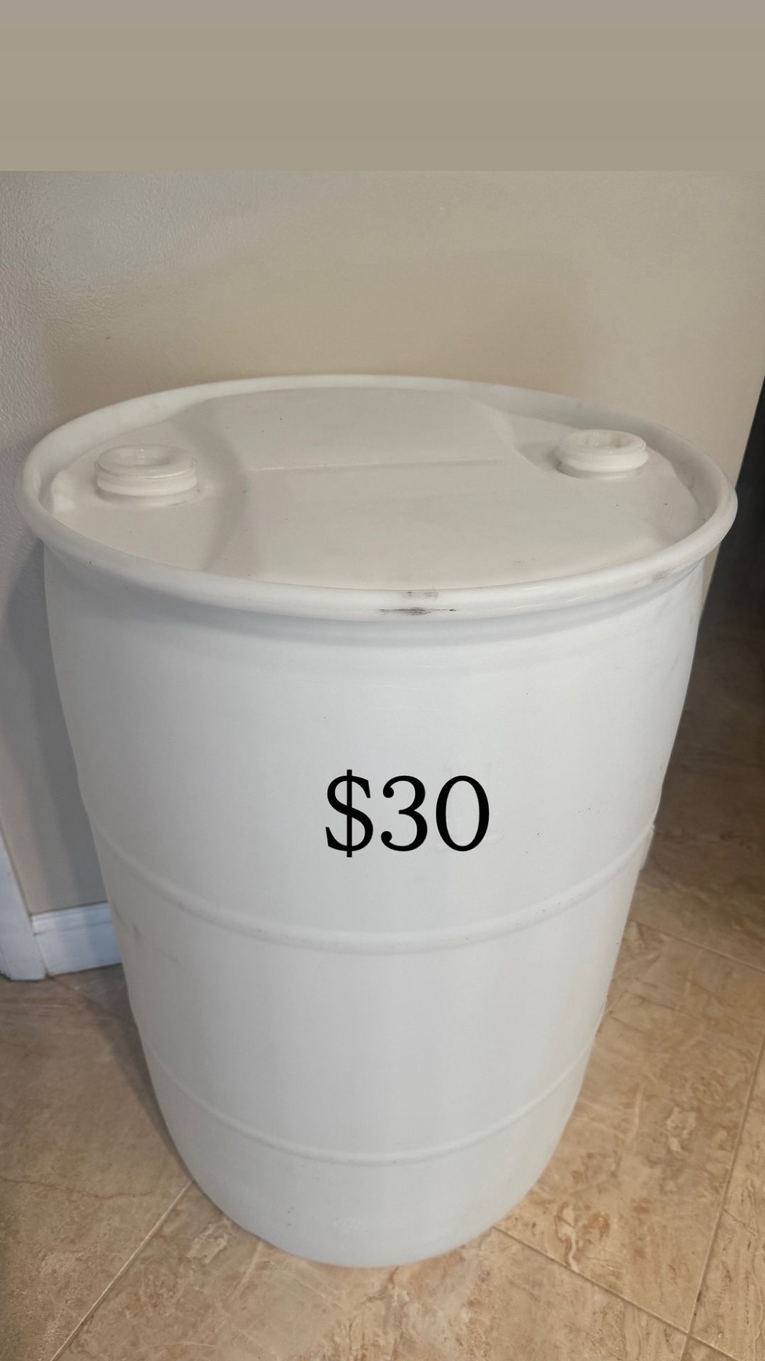 White plastic barrel