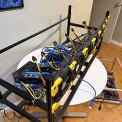 Crypto Mining Rig Frame With PSU And Motherboards 