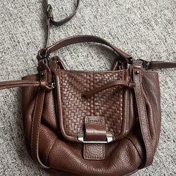 Kooba Brown Leather Woven Bucket Bag
