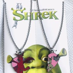 Shrek Dragon & Donkey Heart Best Friend Necklace Set