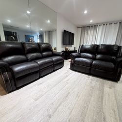 3-Seater and 2-Seater Genuine Leather Sofa Set Excellent Condition