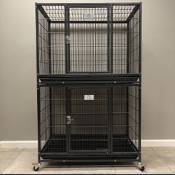 2-Brand-New 37” HD Dog Kennel Cage With Metal Floor 