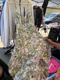 Teens green floral  sun dress