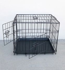 (Brand New) $30 Double Door 24” Dog Crate Cage Folding Metal Kennel, Plastic Tray 24x17x19 Inches 