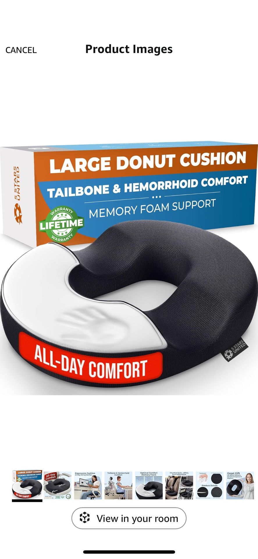 Donut Pillow Hemorrhoid Tailbone Cushion – Large Cushion for Pain Relief – Coccyx, Prostate, Sciatica, Pelvic Floor, Pressure Sores, Pregnancy, Postpa