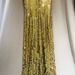 Adrianna Papell Gold Sequence Dress