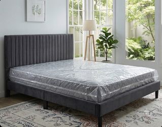New King Size Bed Frame + King Mattress + Box Spring + Delivery