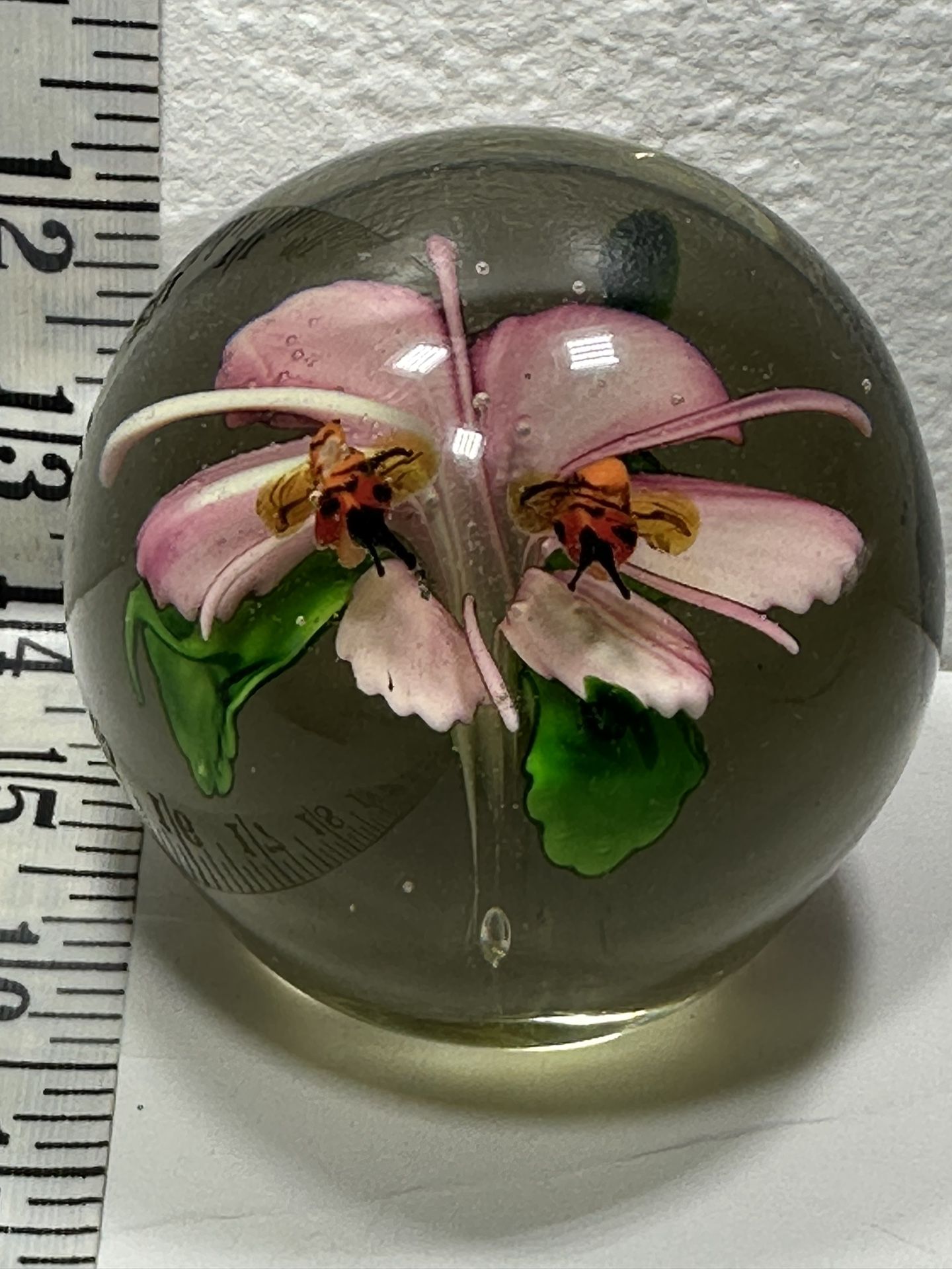 Silverstein Vintage Paperweight, Two Bees, And A Flower