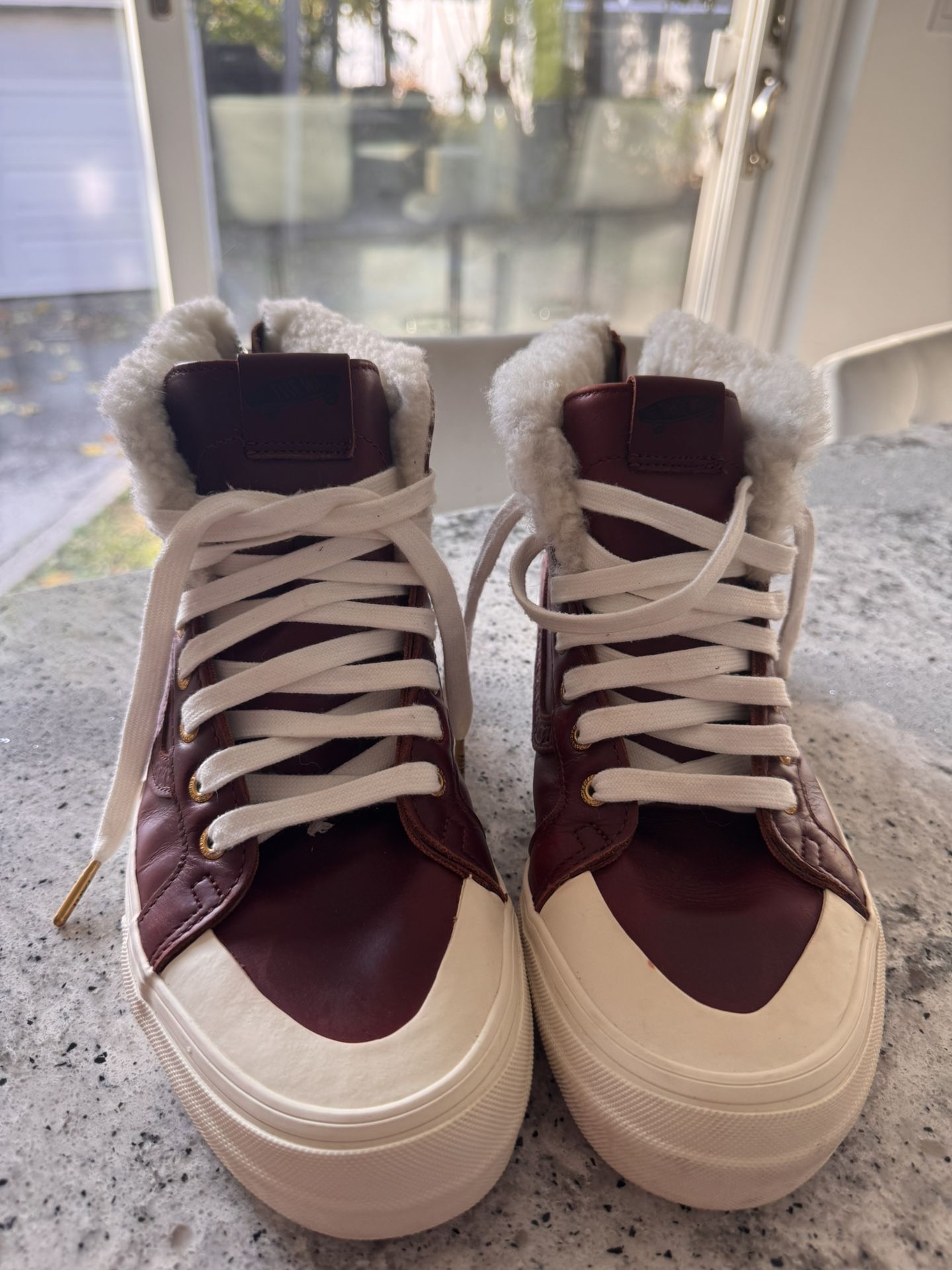 Vans x Kith Burgundy Leather High-Top Sneakers