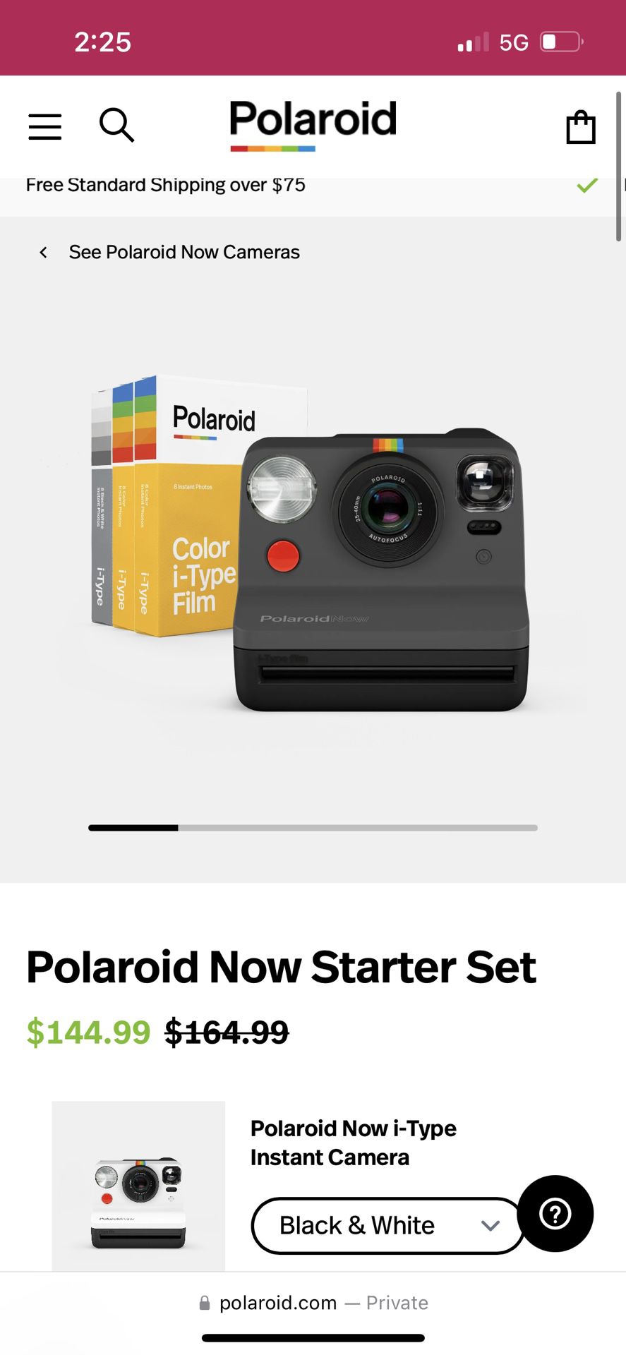 Polaroid Camera With Color Film Included