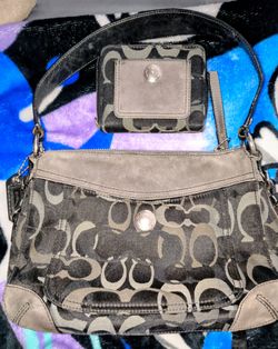 C pattern Coach Small shoulder Purse And Matching Wallet Set