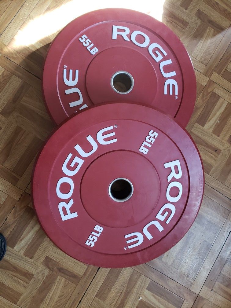 Rogue Fitness Color Echo Bumper Plates 55lbs Pair (Price Is Firm)