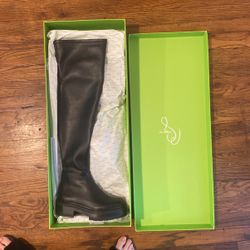 NIB SAM EDELMAN LYDIA OVER THE KNEE BOOTS 6.5 WOMENS BLACK FAUX LEATHER 