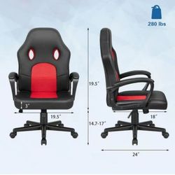 Computer Chair PU Leather High Back Office Chair Modern Racing Style Game Chair Adjustable Executive Chair Ergonomic Desk Chair with Padded Armrests a