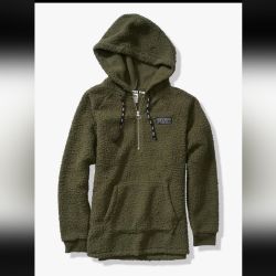 PINK - Victoria's Secret Green Sherpa Pullover