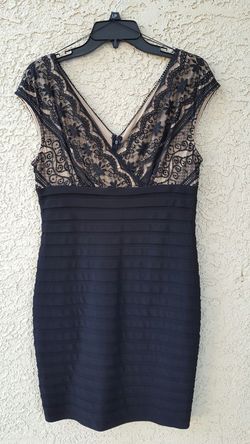 Adrianna Papell Black Lace Dress - size 14 petite