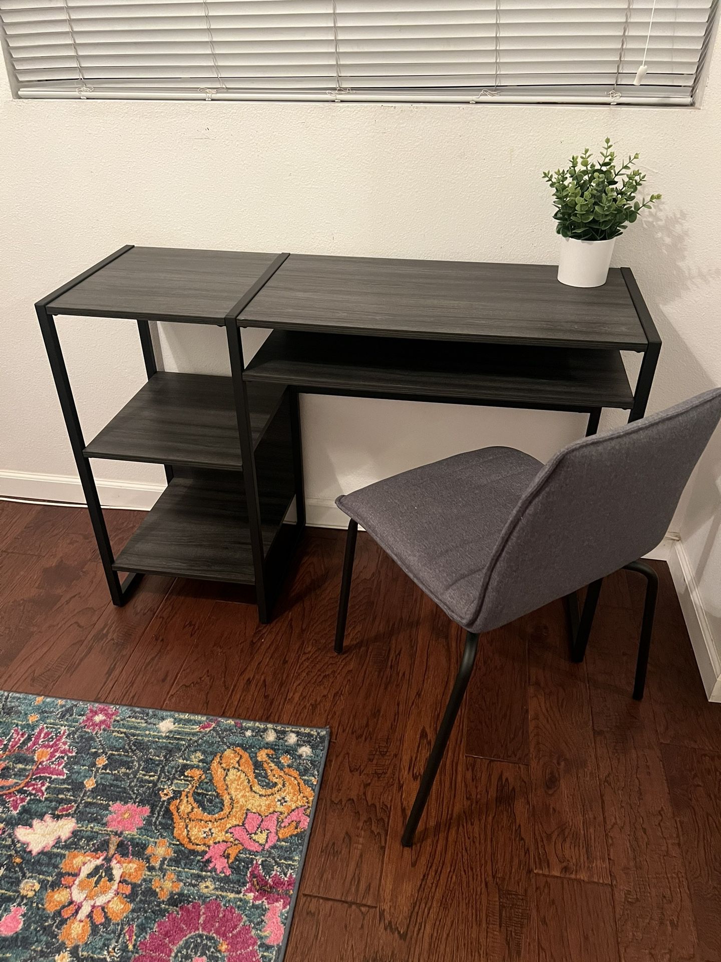 Modern Gray Desk With Chair
