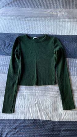 Dark Green Ribbed Crop Top