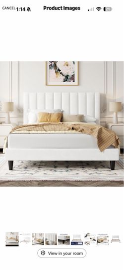 White velvet queen headboard