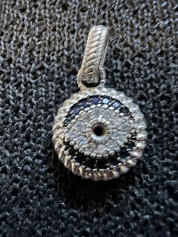 .925 Evil Eye Pendant Sapphire And White Topaz