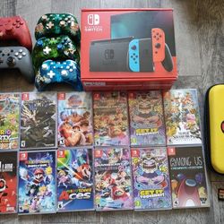 Nintendo Switch Hav-001(-01) Bundle 14 Games, 5 Controllers And More