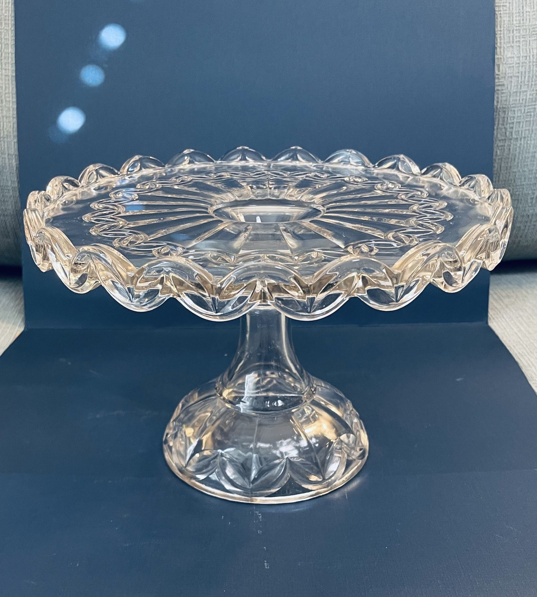 Vintage Cut Glass Sawtooth Cake Stand