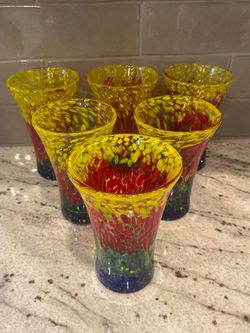 Mexican Hand Blown ‘Confetti’ Drinking Glasses