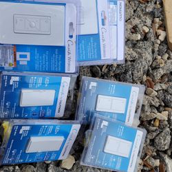 Lutron Caseta switches for lights and fans and also wireless Pico remote wall mounting kits for the lutron Caseta lighting
