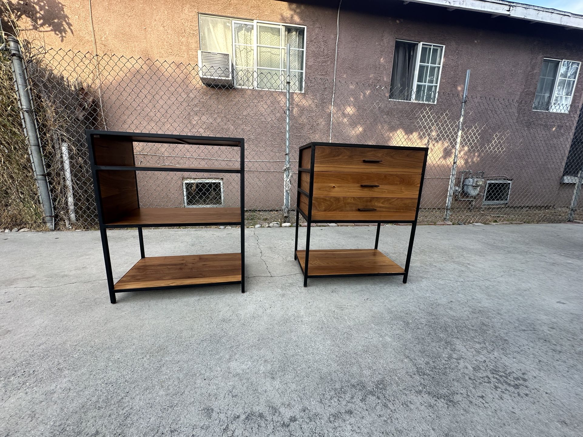 Crate And Barrel Mid Century Modern Bedside Tables Nightstands.