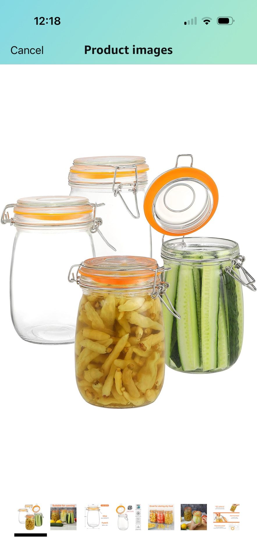 Wide Mouth Mason Jars, 4Pcs 32 oz Glass Jars with Airtight Lid Large Mason Canning Jars Clear Storage Canister Jars with Measurement Marks fo