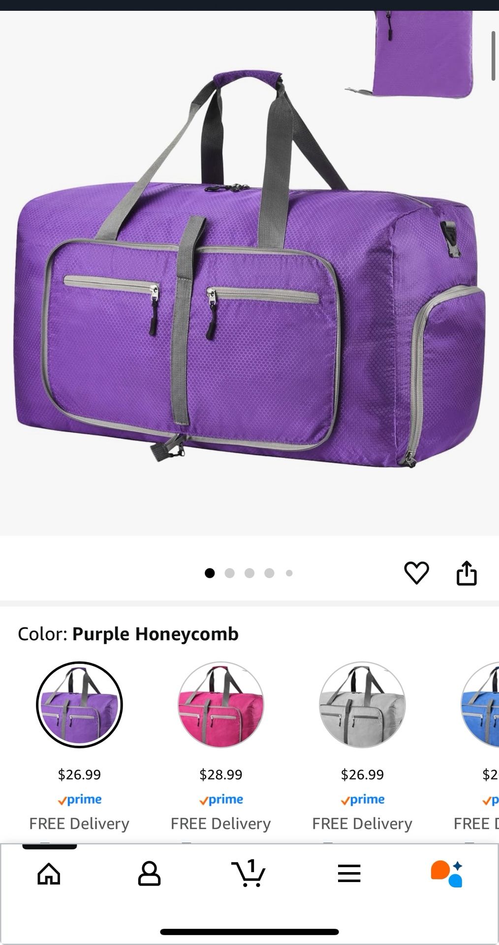 Purple Duffle Bag