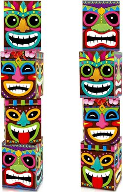 Hawaiian Luau Decorations Boxes Blocks  Party Decor (8 pcs)  