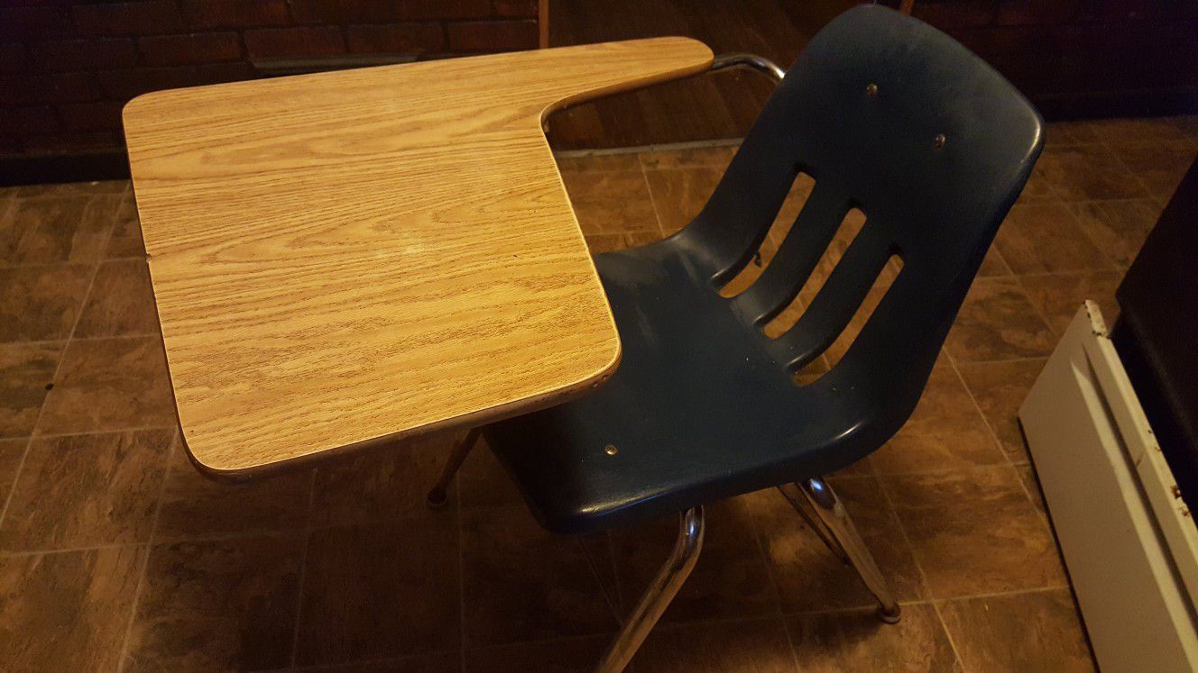 Small Child school desk and attached chair. North Toledo