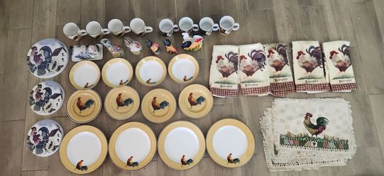 Kitchen plate set rooster barn edition