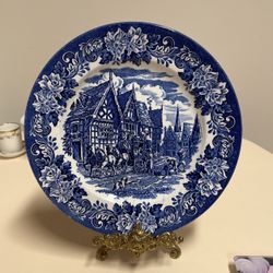 Dickens Series Blue & White Cabinet Plate, 9.75”
